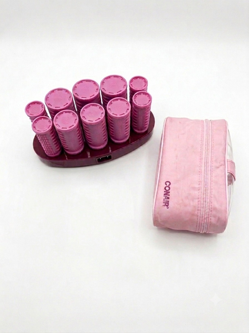 Conair Pink Instant Heat Compact Travel Hot Rollers Set Clips Hair